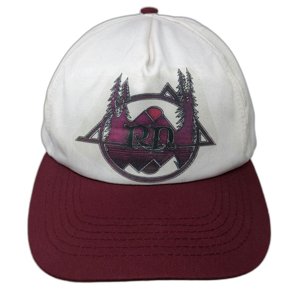 Cameo 5 Panel White Red Hat One Size Graphic Landscape Green Underbrim Snapback